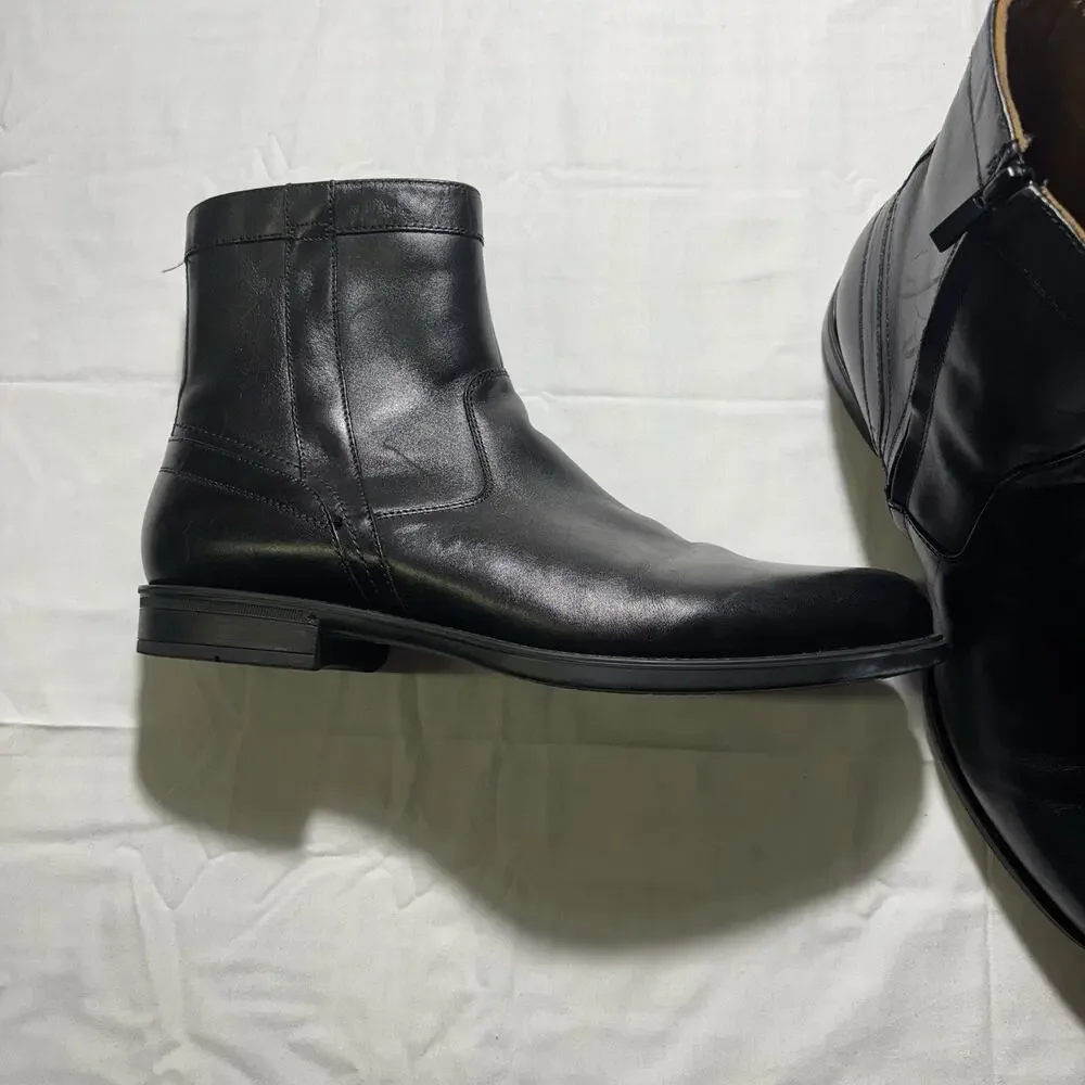 Florsheim 12140-001 Mens 11 D Black Leather Side Zip Dress Ankle Boots